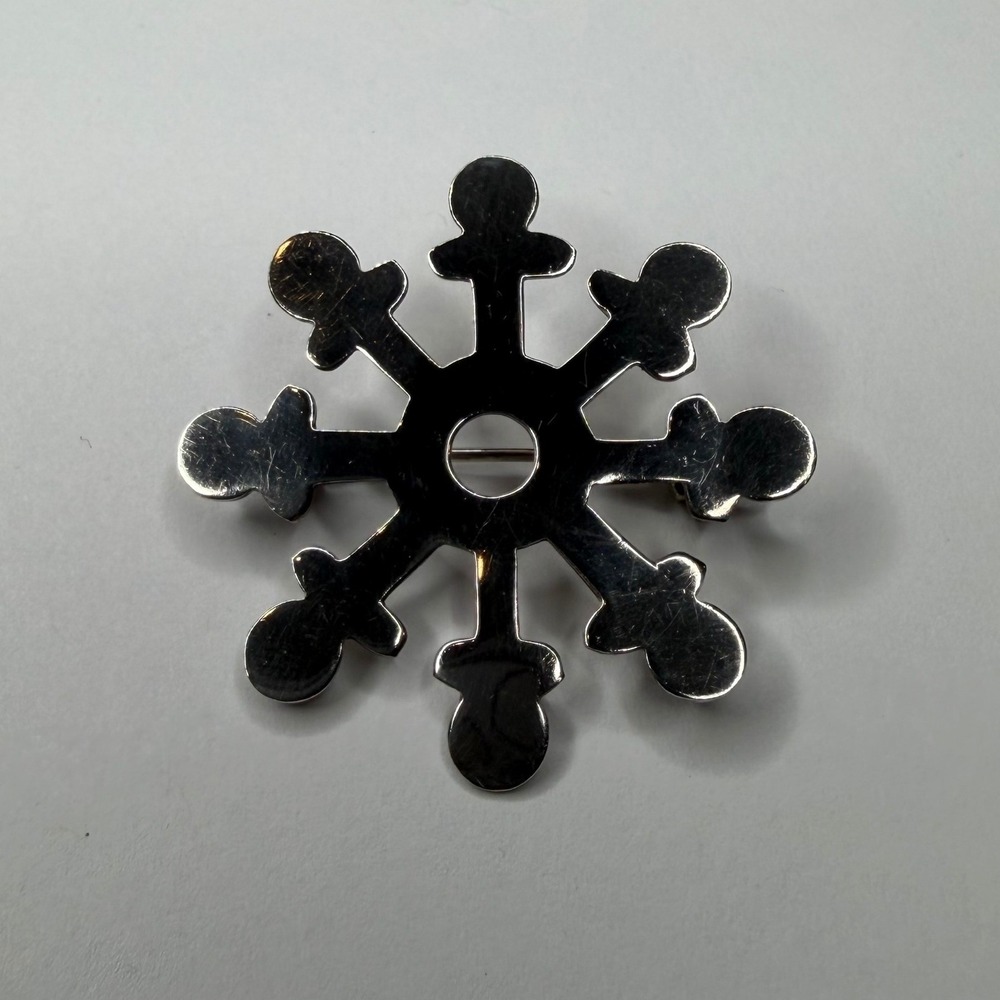 Vintage Sterling Silver Snowflake Brooch Pin Whimsical Winter
